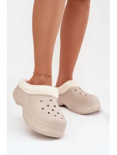 Pěnové dámské pantofle s kožešinou Khaki model 21772610 - Boto