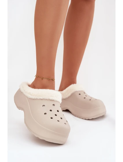 Pěnové dámské pantofle s kožešinou Khaki model 21772610 - Boto