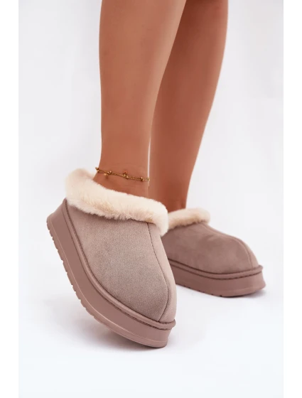 Dámské pantofle s kožešinou Khaki model 21786637 - Boto