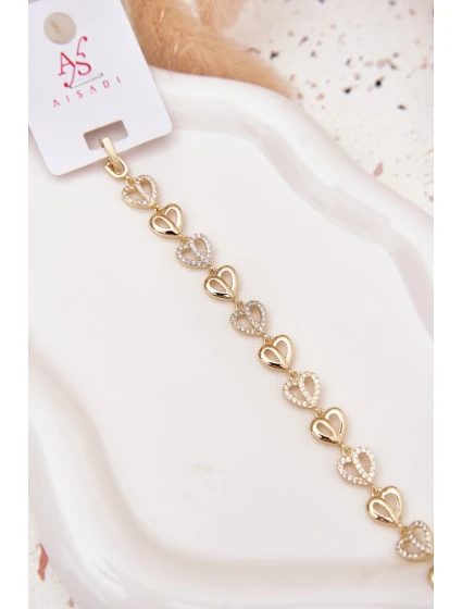 Náramek ze chirurgické oceli se zirkony zlatý