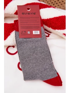 Pánské vánoční ponožky s nápisem a Santa Claus šedé