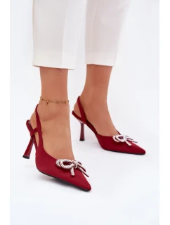 Červené dámské lodičky s mašlí a patou model 21786997 - Boto