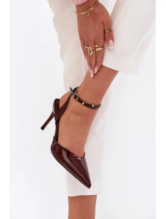 Lakované lodičky s patou čokoládové model 21788258 - Boto