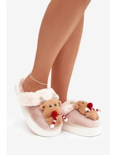 Vánoční kožené domácí pantofle dámské béžové model 21821768 - Boto