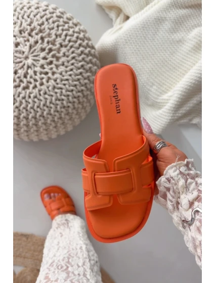 Dámské pantofle na plochém podpatku oranžové model 21900515 - Boto