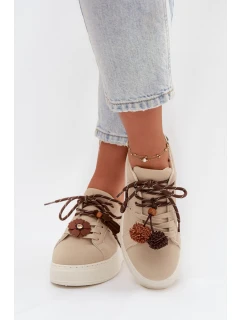 Dámské tenisky na platformě s ozdobnými béžové model 21919545 - Boto