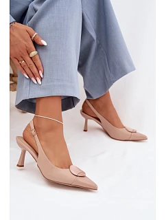 Dámské sandály na podpatku s ozdobným detailem Béžové model 22027885 - Boto