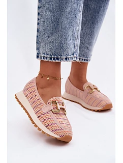 Slip On tenisky se zlatým detailem model 22125447 růžové - Goe