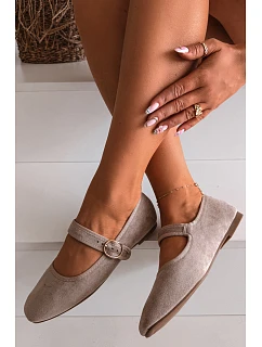 Baleríny s páskem a zlatým sponou Béžové model 22091952 - Boto