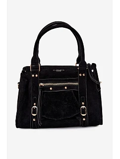 Eko semišová kabelka s přívěskem Černá model 22220865 - Flora&Co