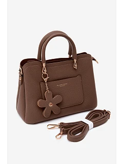 Kožená kabelka přívěsek Taupe model 22220969 - Flora&Co