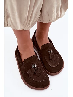 Mokasiny Barefoot z přírodního semiše model 22356061 Hnědé - Zazoo
