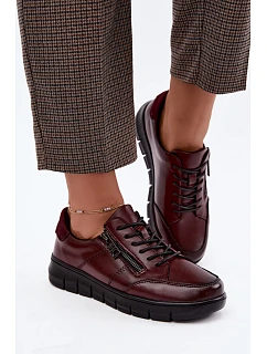 Dámské kožené polobotky model 22359860 bordó - VINCEZA