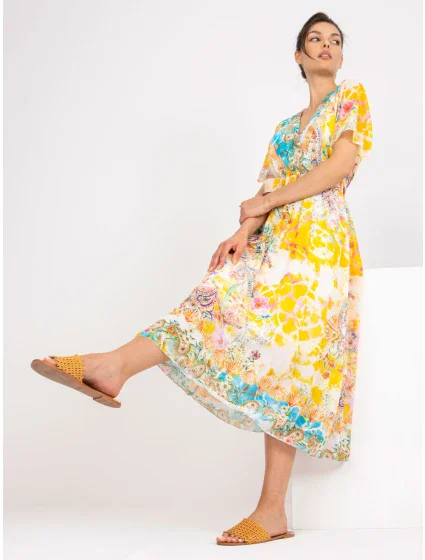 Šaty DHJ SK  bílá a žlutá model 17452386 - FPrice