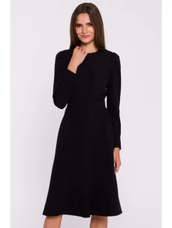 model 20503140 Rozšířené šaty s páskem černé - STYLOVE