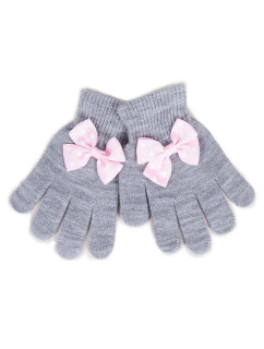 Dívčí pětiprsté rukavice s mašlí model 17956746 Grey - Yoclub