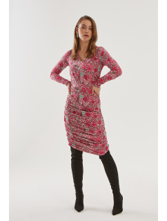 Monnari Midi šaty Přiléhavé růžové květinové šaty Multi Pink