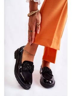 Dámské kalhoty lakované s mašlí Černý model 19973079 - Kesi