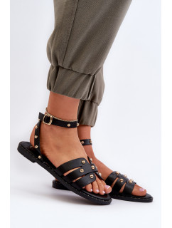 Ianaera zdobené dámské ploché sandály černé