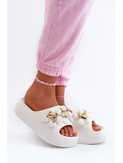 Dámské pěnové pantofle s ozdobami na silné bílá model 20897481 - Kesi