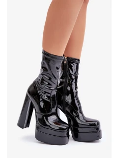 Lakované Kotníkové Boty Na Platformě A Vysokém Podpatku Černé model 21124724 - Kesi