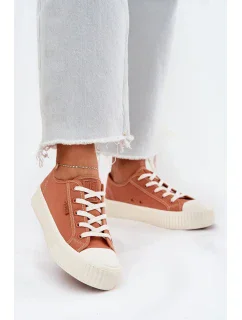 Dámské plátěné tenisky na platformě Big Star – oranžové