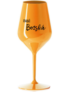 PANÍ BOŽSKÁ - oranžová nerozbitná sklenice na víno 470 ml