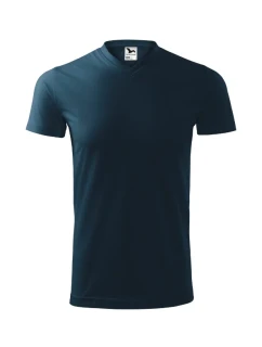 Heavy V-neck tričko unisex námořní modrá