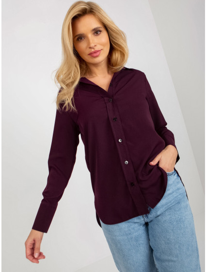 Tmavě fialová dámská klasická košile s límečkem