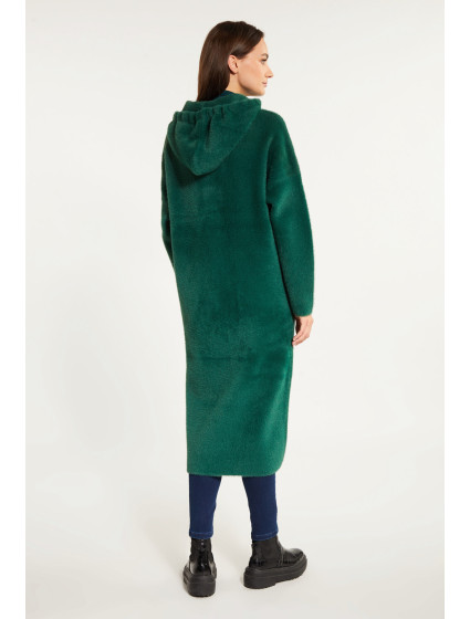 Monnari Cardigans Dlouhý dámský kabát s kapucí Bottle Green