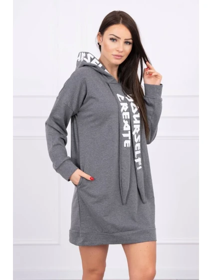 Oversize šaty s kapucí v grafitové barvě Oversize šaty s kapucí v grafitové barvě