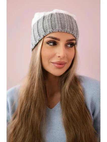 Paris fleecová čepice K212 bílá+šedá Paris fleecová čepice K212 bílá+šedá