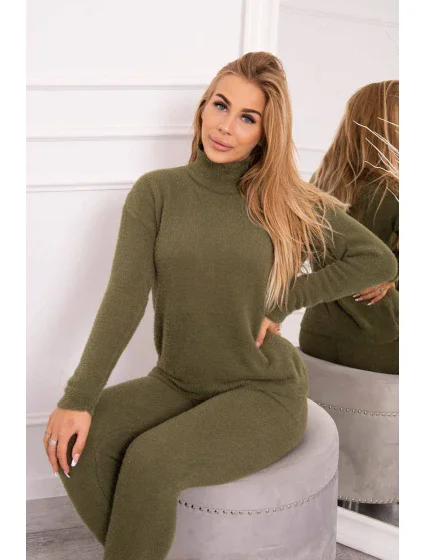 Dvoudílný svetrový set z alpaky v barvě khaki Dvoudílný svetrový set z alpaky v barvě khaki