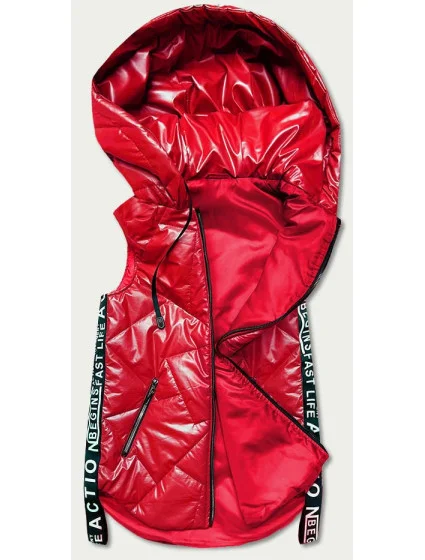 Červená dámská vesta s ozdobnými páskami (B8096-4) Červená dámská vesta s ozdobnými páskami (B8096-4)