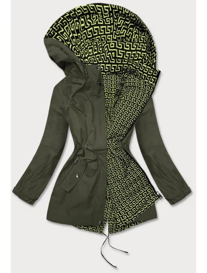 Khaki-limetková dámská bunda parka 2 v 1 (W702) Khaki-limetková dámská bunda parka 2 v 1 (W702)