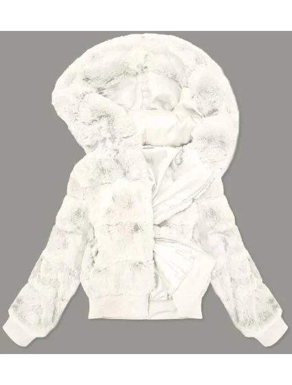 Bílá dámská kožešinová bunda (BR9748-26) Bílá dámská kožešinová bunda (BR9748-26)