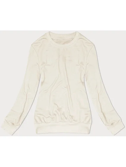 Tenká dámská tepláková mikina v barvě ecru se stahovacími lemy (68W05-67+132) Tenká dámská tepláková mikina v barvě ecru se stahovacími lemy (68W05-67+132)