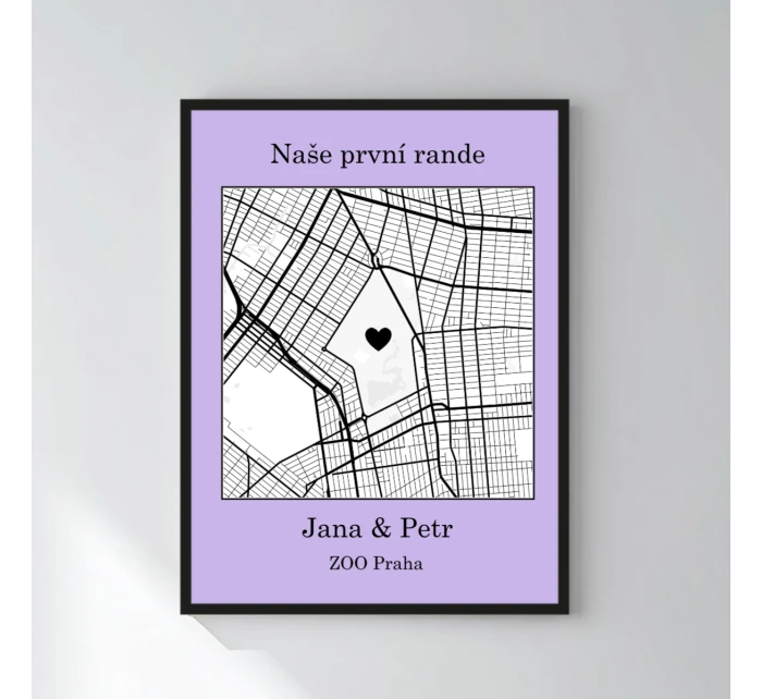 Personalizovaný plakát v rámu - 30x40 - mapa Personalizovaný plakát v rámu - 30x40 - mapa