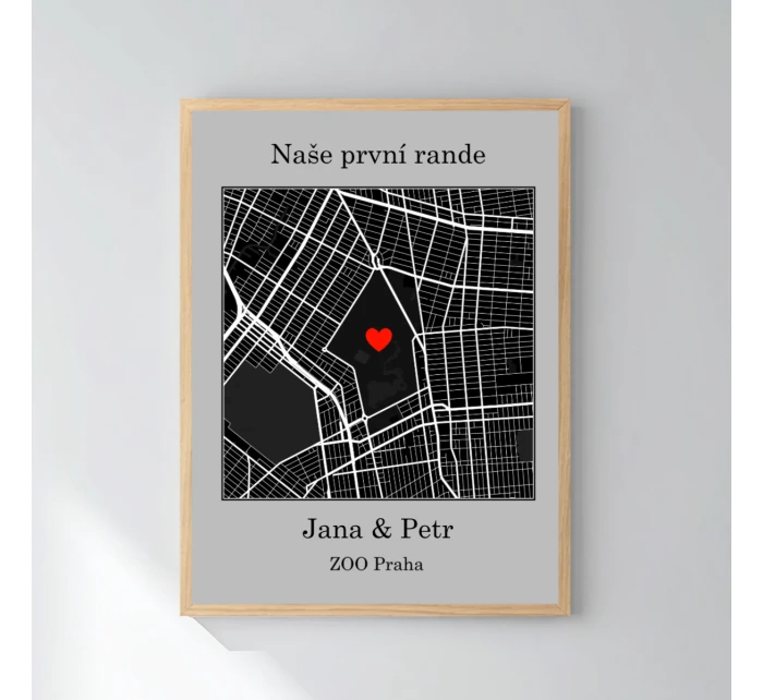 Personalizovaný plakát v rámu - 30x40 - mapa Personalizovaný plakát v rámu - 30x40 - mapa