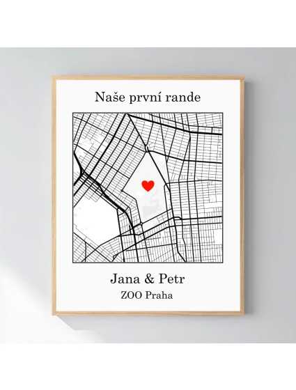 Personalizovaný plakát v rámu - 40x50 - mapa