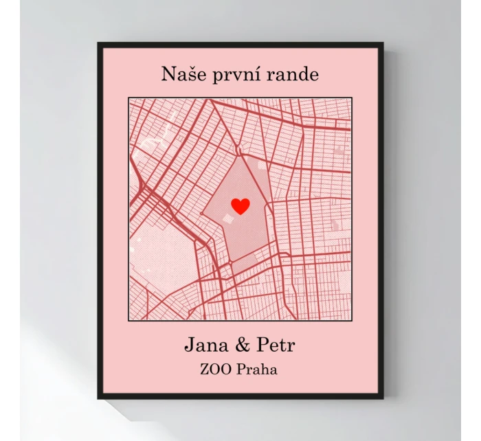 Personalizovaný plakát v rámu - 40x50 - mapa Personalizovaný plakát v rámu - 40x50 - mapa