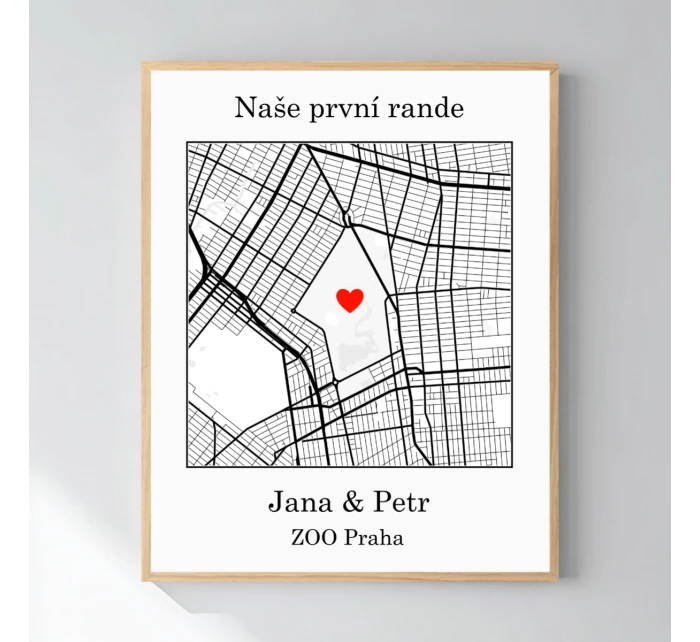 Personalizovaný plakát v rámu - 40x50 - mapa Personalizovaný plakát v rámu - 40x50 - mapa