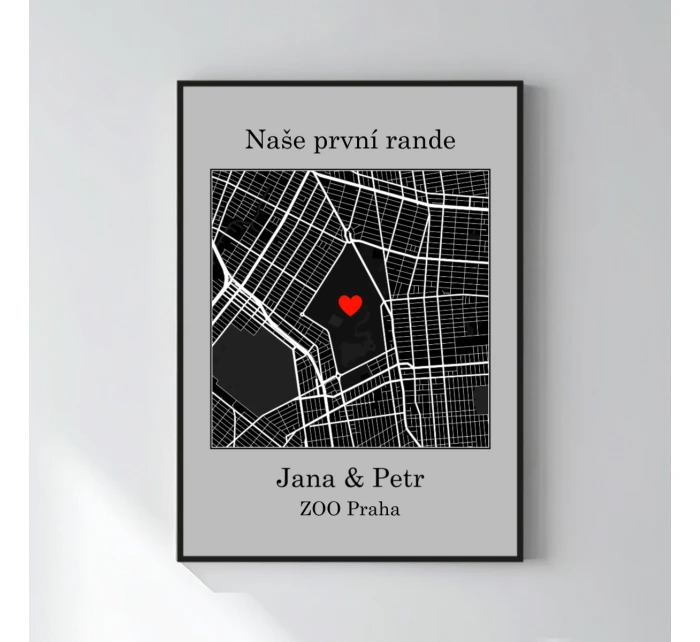 Personalizovaný plakát v rámu - 50x70 - mapa Personalizovaný plakát v rámu - 50x70 - mapa