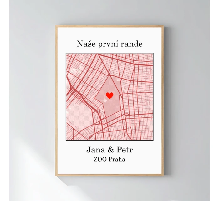 Personalizovaný plakát v rámu - 50x70 - mapa Personalizovaný plakát v rámu - 50x70 - mapa