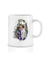 Personalizovaný keramický hrnek 300 ml s květinovým ohraničením Personalizovaný keramický hrnek 300 ml s květinovým ohraničením