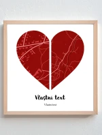 Personalizovaný magický fotoobraz v rámu - čtverec 20x20 - dvě mapy jako srdce