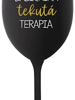 BABIČKINA TEKUTÁ TERAPIA - čierny pohár na víno 350 ml