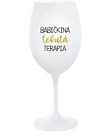 BABIČKINA TEKUTÁ TERAPIA - biely pohár na víno 350 ml
