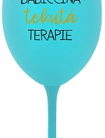 BABIČČINA TEKUTÁ TERAPIE - tyrkysová sklenice na víno 350 ml