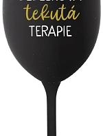 DĚDEČKOVA TEKUTÁ TERAPIE - černá sklenice na víno 350 ml